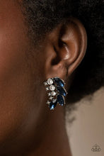 Load image into Gallery viewer, Flawless Fronds Blue Rhinestone Post Earrings Paparazzi Accessories