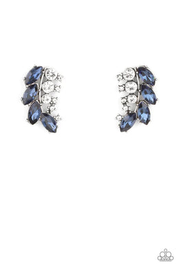 Flawless Fronds Blue Rhinestone Post Earrings Paparazzi Accessories