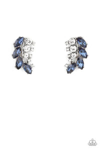 blue,post,rhinestones,Flawless Fronds Blue Rhinestone Post Earrings
