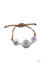 Load image into Gallery viewer, Bohemian Botany Purple Cat&#39;s Eye Floral Pull-Tie Bracelet Paparazzi Accessories
