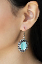 Load image into Gallery viewer, Garden Party Perfection Blue Cat&#39;s Eye Earrings Paparazzi Accessories