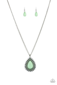 green,short necklace,DROPLET Like It's Hot Green - Necklace
