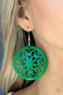 Ocean Canopy Green Wooden Earring Paparazzi Accessories