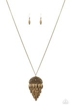 Load image into Gallery viewer, Canopy Cruise Brass Feather Necklace Paparazzi Accessories