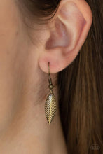 Load image into Gallery viewer, Canopy Cruise Brass Feather Necklace Paparazzi Accessories