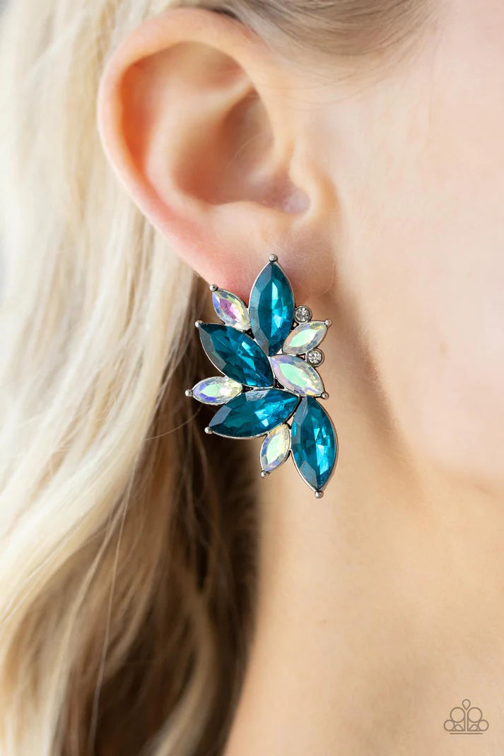 Instant Iridescence Blue Rhinestone Post Earrings Paparazzi Accessories