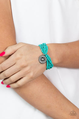 Badlands Botany Blue Seed Bead Stretchy Bracelet Paparazzi Accessories