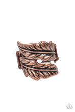 Load image into Gallery viewer, Inner FLIGHT Copper Feather Ring Paparazzi Accessories