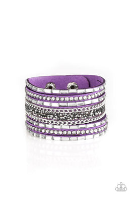 Rhinestone Rumble Purple Leather Rhinestone Wrap Bracelet Paparazzi Accessories