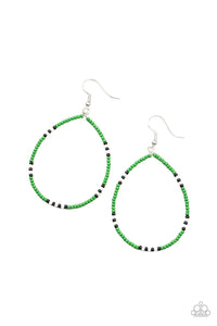 fishhook,green,seed bead,Keep Up the Good BEADWORK Green Seed Bead Earrings