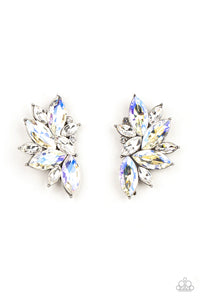 iridescent,multi,post,rhinestones,Instant Iridescence White Rhinestone Post Earrings