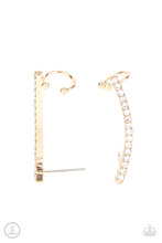 Load image into Gallery viewer, Give Me The Swoop Gold Rhinestone Ear Crawler Earring Paparazzi Accessories