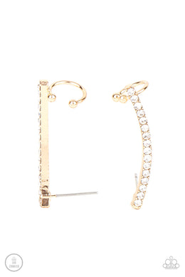 Give Me The Swoop Gold Rhinestone Ear Crawler Earring Paparazzi Accessories
