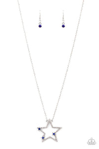blue,long necklace,rhinestones,stars,I Pledge Allegiance to the Sparkle Blue Rhinestone Star Necklace