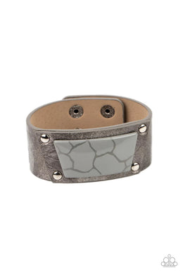 Geo Glamper Silver Leather Urban Bracelet Paparazzi Accessories