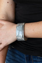Load image into Gallery viewer, Geo Glamper Silver Leather Urban Bracelet Paparazzi Accessories
