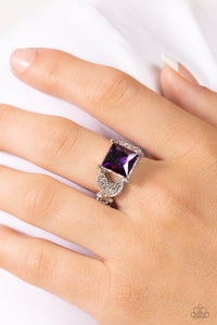 dainty back,purple,rhinestones,Deluxe Drama - Purple Rhinestone Ring