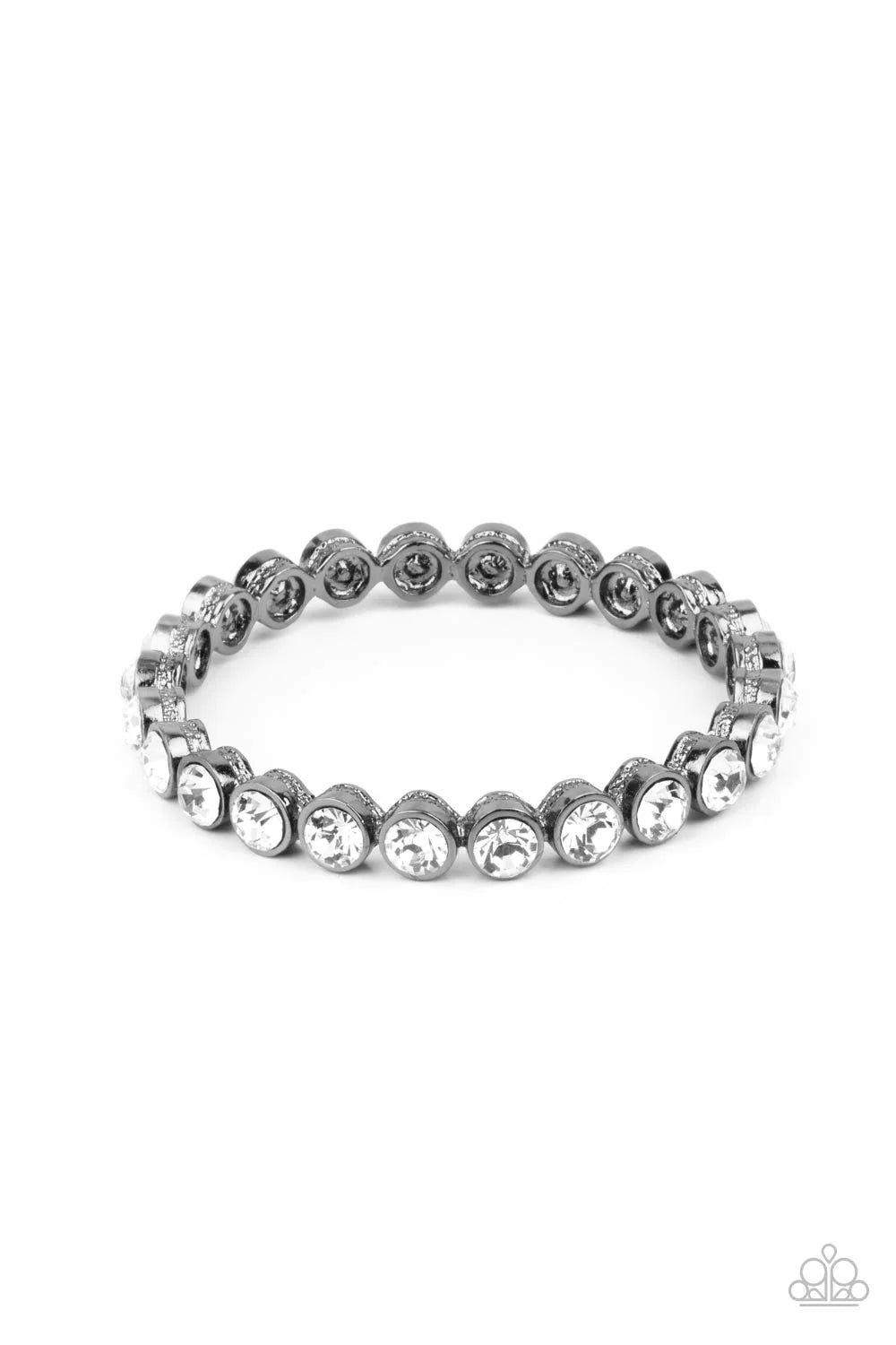 Presto Posh Black Gunmetal Rhinestone Bangle Bracelet Paparazzi Accessories