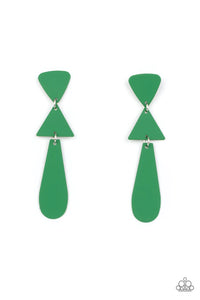 green,post,Retro Redux Green Post Earrings