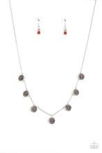 Load image into Gallery viewer, Prairie Perennial Orange Rhinestone Floral Necklace Paparazzi Accessories