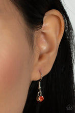 Load image into Gallery viewer, Prairie Perennial Orange Rhinestone Floral Necklace Paparazzi Accessories