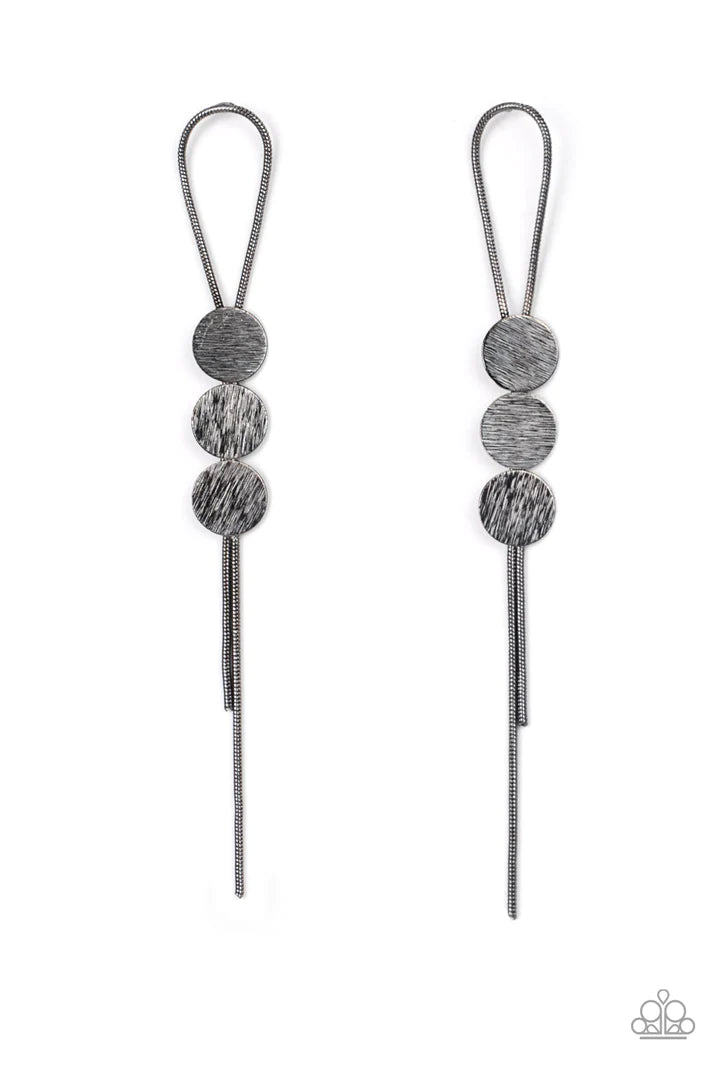Bolo Beam Black Gunmetal Post Earrings Paparazzi Accessories
