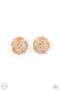 brown,clip-on,pearls,Head To Toe Twinkle Brown Pearl Clip-On Earring