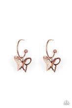Load image into Gallery viewer, Butterfly Freestyle Copper Hoop Earrings Vivacious Bombshell Bling, LLC, Jenny and James Davison