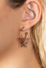 Load image into Gallery viewer, Butterfly Freestyle Copper Hoop Earrings Vivacious Bombshell Bling, LLC, Jenny and James Davison