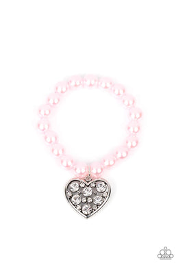 Cutely Crushing Pink Pearl Heart Stretchy Bracelet Paparazzi Accessories