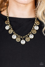 Load image into Gallery viewer, Spot On Sparkle Brass Rhinestone Necklace Paparazzi Accessories