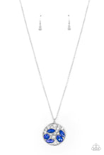 Load image into Gallery viewer, Iridescently Influential Blue Rhinestone Necklace Paparazzi Accessories