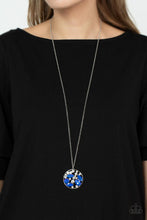 Load image into Gallery viewer, Iridescently Influential Blue Rhinestone Necklace Paparazzi Accessories