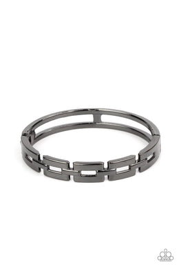Closed Circuit Strategy Black Gunmetal Hinge Bracelets Paparazzi Accessories