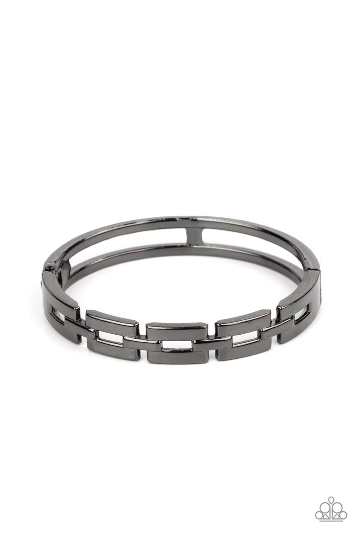 Closed Circuit Strategy Black Gunmetal Hinge Bracelets Paparazzi Accessories