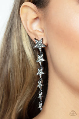 Americana Attitude Black Gunmetal Rhinestone Post Earrings Paparazzi Accessories