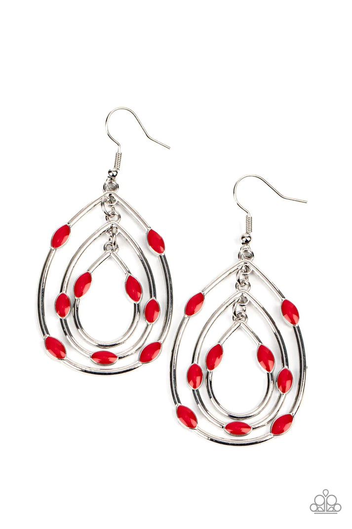 Rippling Rapport Red Earrings Paparazzi Accessories