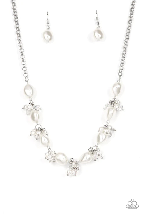 Rolling With The BRUNCHES White Pearl Necklace Paparazzi Accessories