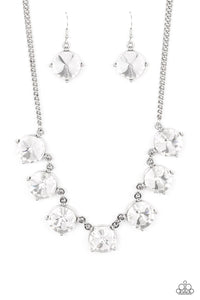 rhinestones,short necklace,white,The SHOWCASE Must Go On - White Rhinestone Necklace