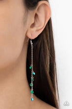 Load image into Gallery viewer, Extended Eloquence Green Rhinestone Earrings Paparazzi Accessories