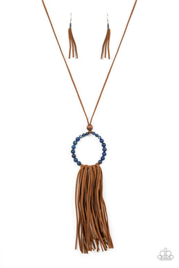 Namaste Mama Blue Stone Leather Necklace Paparazzi Accessories