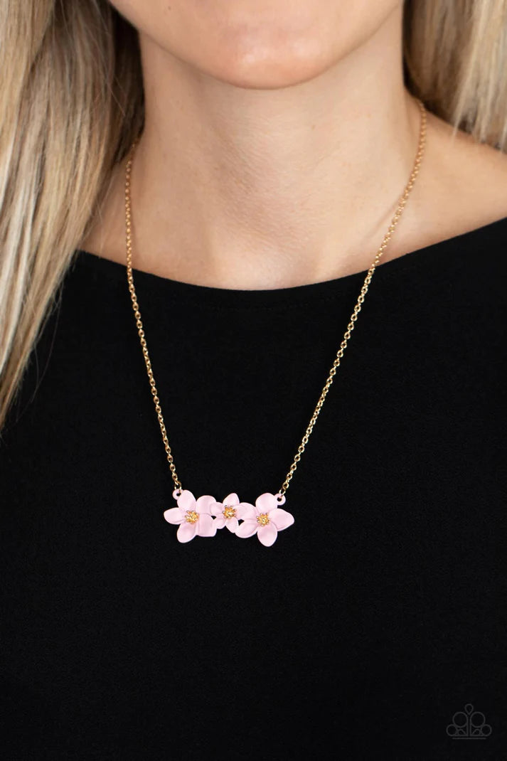Petunia Picnic Pink Floral Necklace Paparazzi Accessories