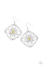 Load image into Gallery viewer, Treasure Grove Yellow Rhinestone Floral Earring Paparazzi Accessories