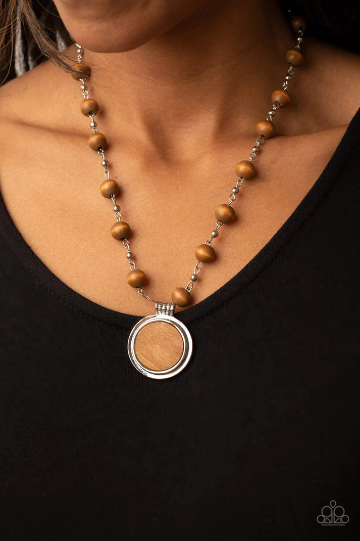 Soulful Sunrise Brown Wood Necklace Paparazzi Accessories