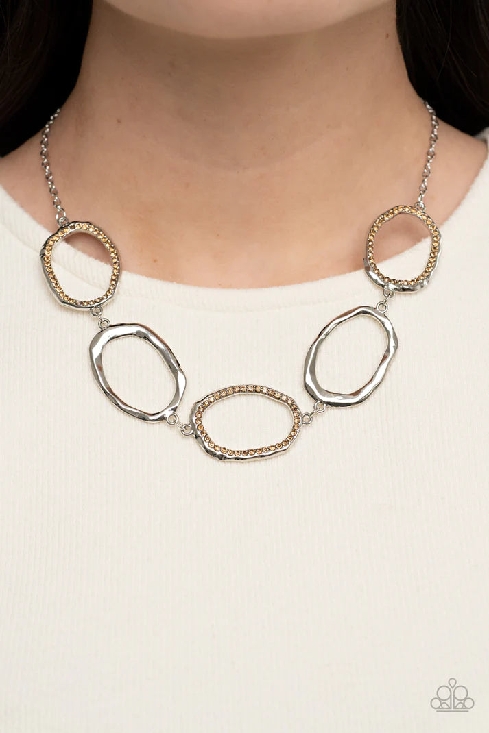 Gritty Go-Getter Brown Rhinestone Necklace Paparazzi Accessories