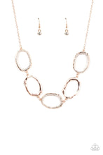 Load image into Gallery viewer, Gritty Go-Getter Rose Gold Rhinestone Necklace Paparazzi Accessories