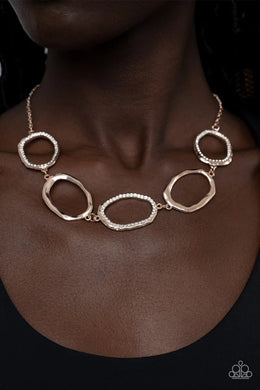 Gritty Go-Getter Rose Gold Rhinestone Necklace Paparazzi Accessories