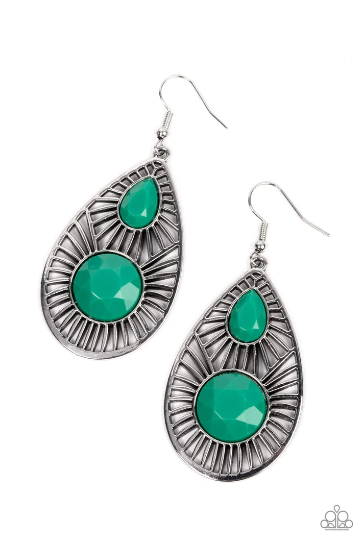Prima Donna Diva Green Earrings Vivacious Bombshell Bling, LLC, Jenny and James Davison