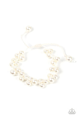 Vintage Versatility White Pearl Pull-Tie Bracelet Paparazzi Accessories