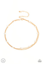 Load image into Gallery viewer, Daintily Dapper Gold Pearl Choker Necklace Paparazzi Accessories